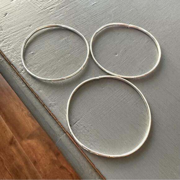 Sterling Silver 3 Bangle Bracelets Set - Picture 4 of 8